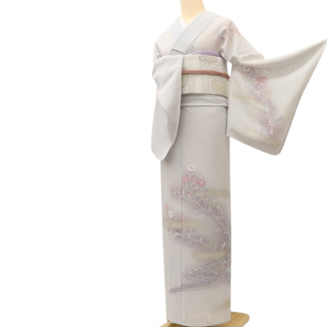 百華 Y5525 夏着物 絽 正絹 流水に菊 手縫い仕立て 訪問着