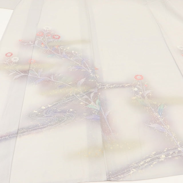 百華 Y5525 夏着物 絽 正絹 流水に菊 手縫い仕立て 訪問着