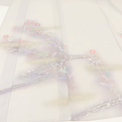 百華 Y5525 夏着物 絽 正絹 流水に菊 手縫い仕立て 訪問着