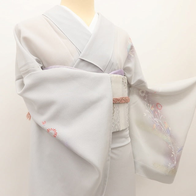 百華 Y5525 夏着物 絽 正絹 流水に菊 手縫い仕立て 訪問着