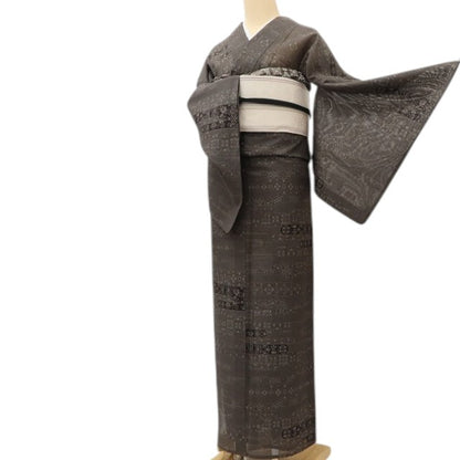 百華 Y5527 美品 夏着物 大島紬 正絹 手縫い仕立て 紗紬