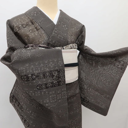 百華 Y5527 美品 夏着物 大島紬 正絹 手縫い仕立て 紗紬