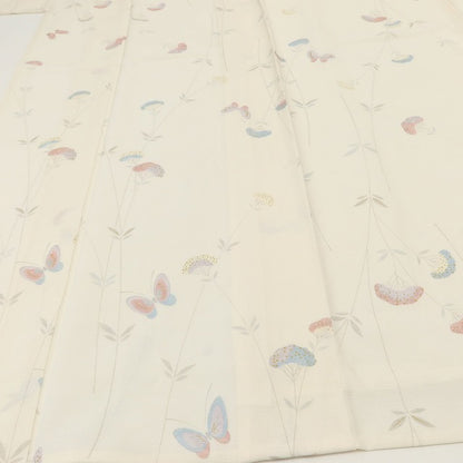 百華 Y5532 美品未着用 仕付け糸付 夏着物 蝶 絽 正絹 居敷当て付 手縫い仕立て 小紋