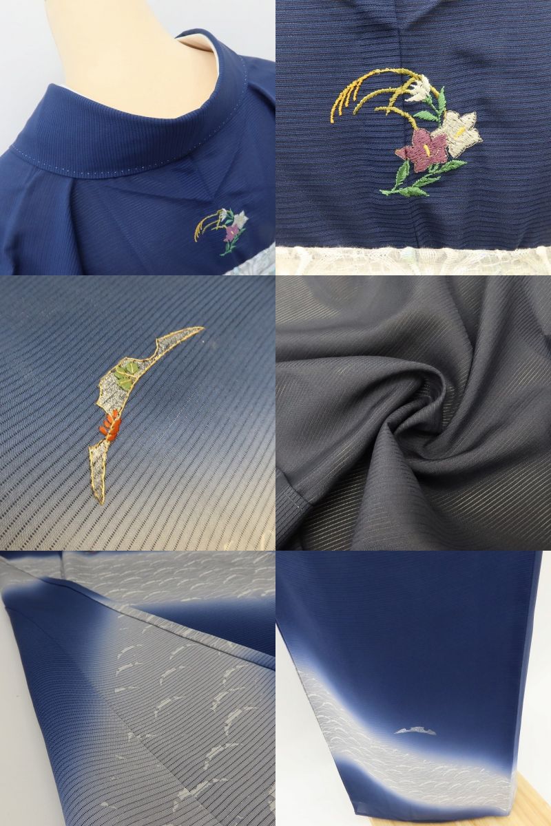 百華 Y5533 新品 仕付け糸付 夏着物 露芝 洒落一つ紋 刺繍 絽 正絹 居敷当て付 手縫い仕立て 訪問着