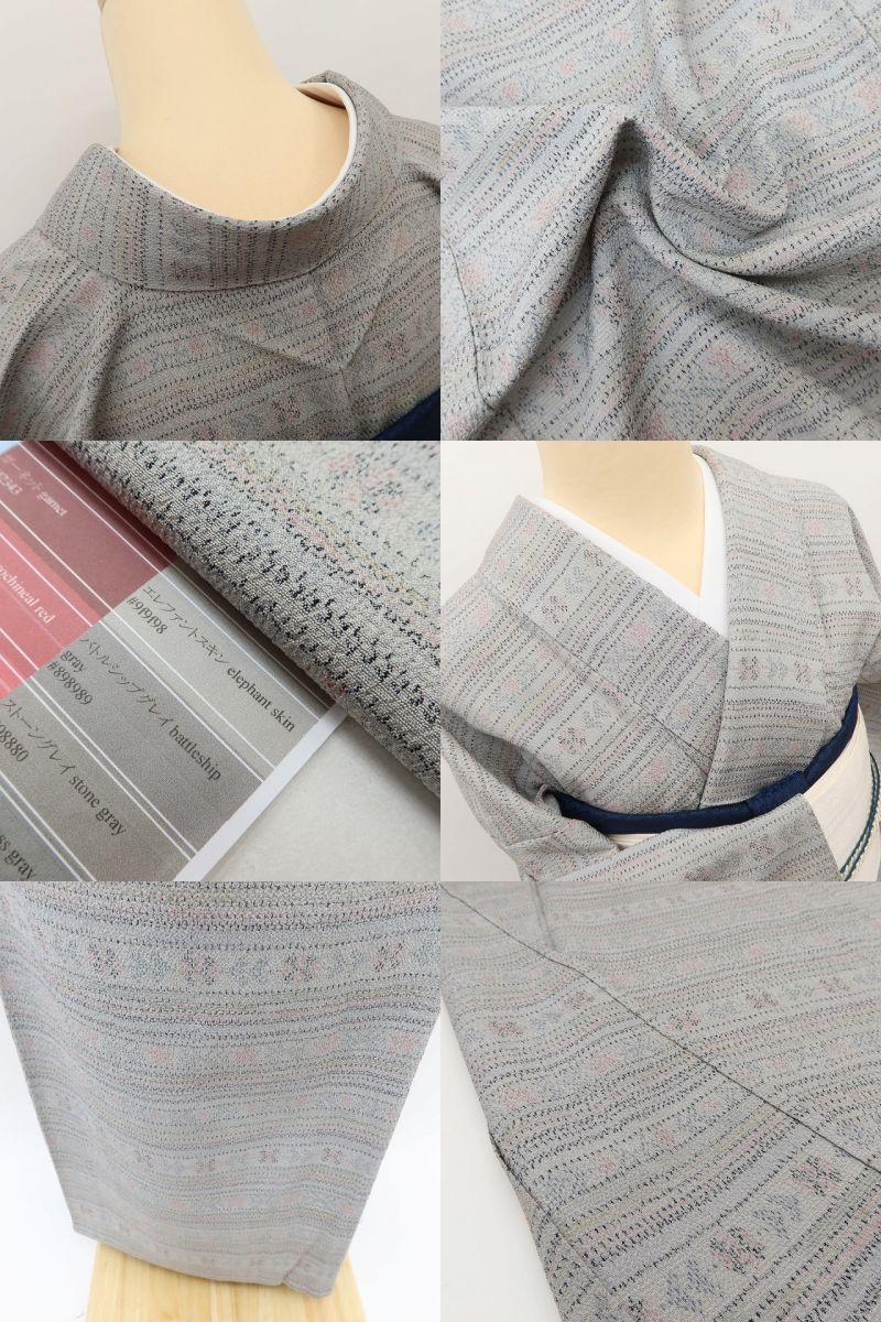 百華 Y5547 美品 着物 単衣 正絹 手縫い仕立て 小紋