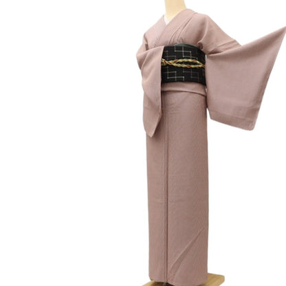 Y5550 新品 仕付け糸付 着物 万筋 両面染 笹べり付 単衣 正絹 手縫い仕立て 江戸小紋