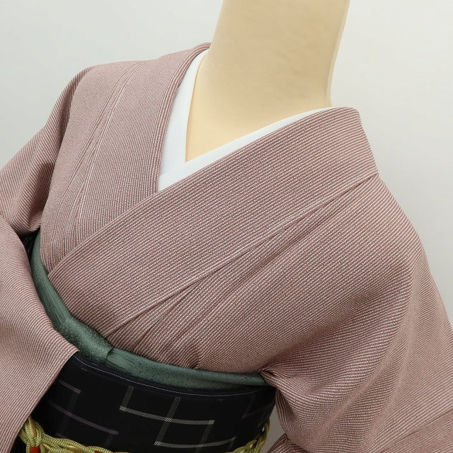 Y5550 新品 仕付け糸付 着物 万筋 両面染 笹べり付 単衣 正絹 手縫い仕立て 江戸小紋