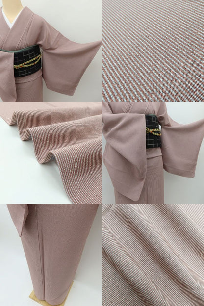 Y5550 新品 仕付け糸付 着物 万筋 両面染 笹べり付 単衣 正絹 手縫い仕立て 江戸小紋