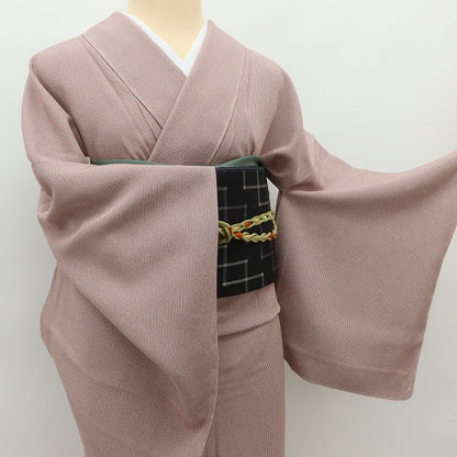 Y5550 新品 仕付け糸付 着物 万筋 両面染 笹べり付 単衣 正絹 手縫い仕立て 江戸小紋