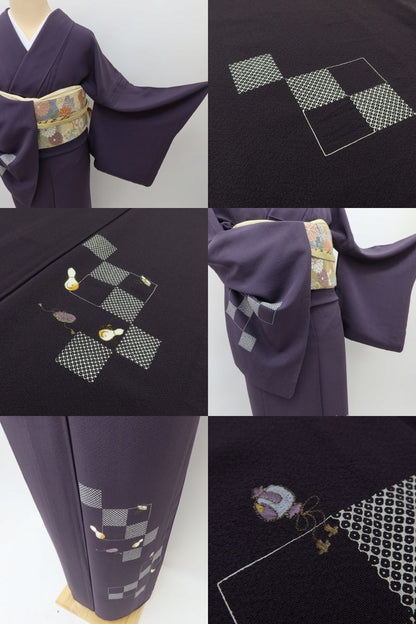 百華 Y5554 美品 着物 瓢箪 宝尽くし 単衣 正絹 手縫い仕立て 訪問着