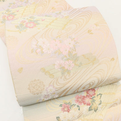 百華 Y5555 美品 着物 江戸筏小花 正絹 袋帯