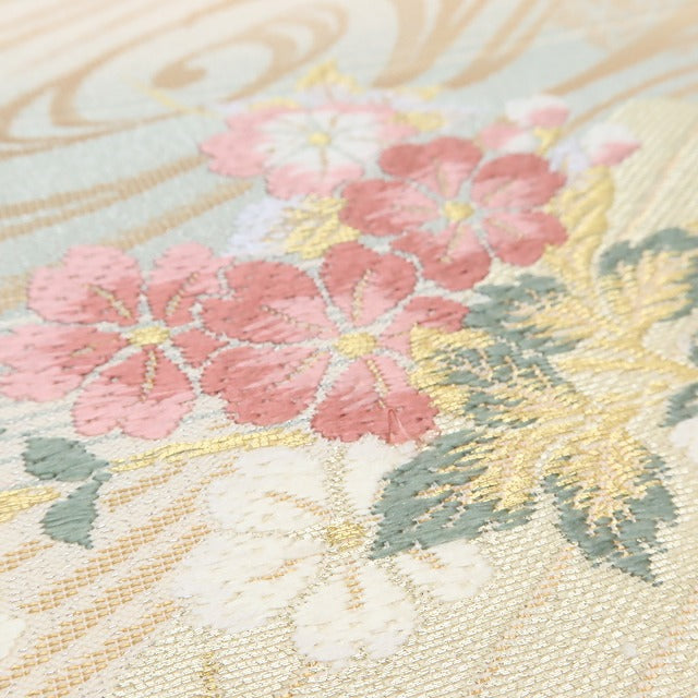 百華 Y5555 美品 着物 江戸筏小花 正絹 袋帯