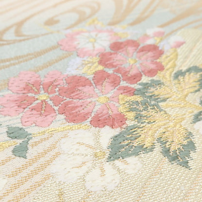 百華 Y5555 美品 着物 江戸筏小花 正絹 袋帯