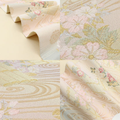 百華 Y5555 美品 着物 江戸筏小花 正絹 袋帯