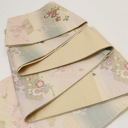 百華 Y5555 美品 着物 江戸筏小花 正絹 袋帯