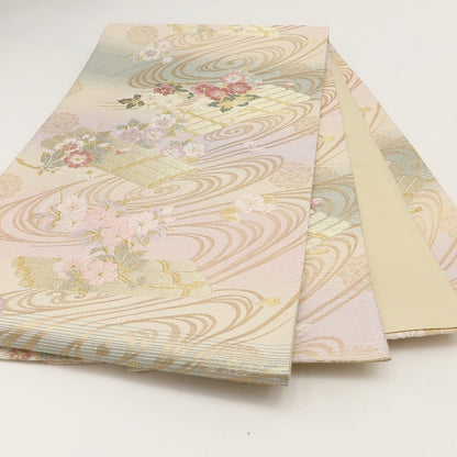 百華 Y5555 美品 着物 江戸筏小花 正絹 袋帯