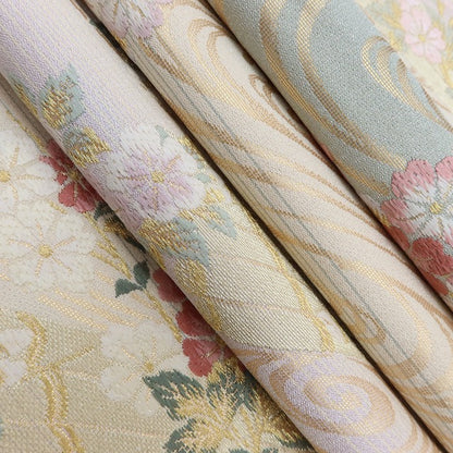 百華 Y5555 美品 着物 江戸筏小花 正絹 袋帯