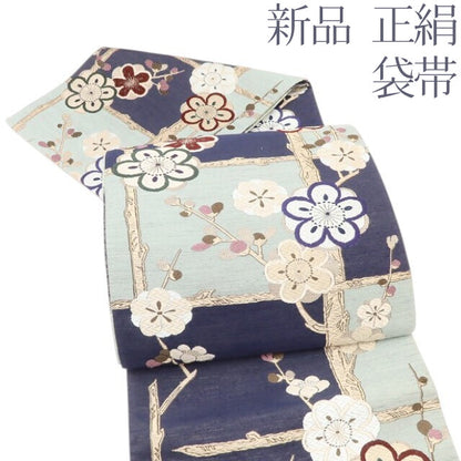 百華 Y5557 新品 着物 梅 正絹 袋帯