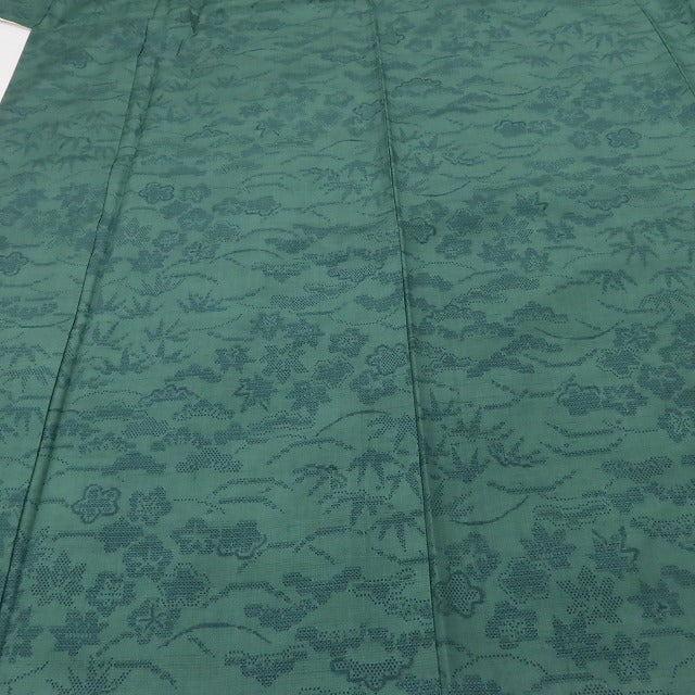 百華Y5563 新品 仕付け糸付 着物 ワイドサイズ 単衣 正絹 松竹梅 紅葉 手縫い仕立て 小紋