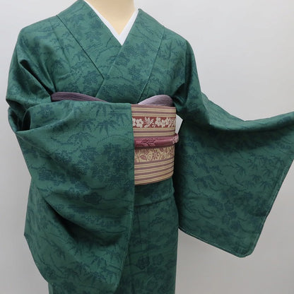 百華Y5563 新品 仕付け糸付 着物 ワイドサイズ 単衣 正絹 松竹梅 紅葉 手縫い仕立て 小紋