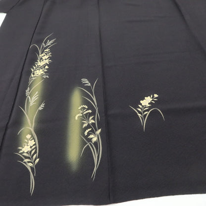 百華 Y5564 美品 着物 単衣 正絹 桔梗 撫子 ススキ 居敷当て付 手縫い仕立て 付下げ