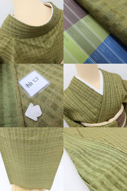 百華 Y5576 美品 夏着物 夏単衣 正絹 手縫い仕立て 紬　