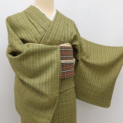 百華 Y5576 美品 夏着物 夏単衣 正絹 手縫い仕立て 紬　