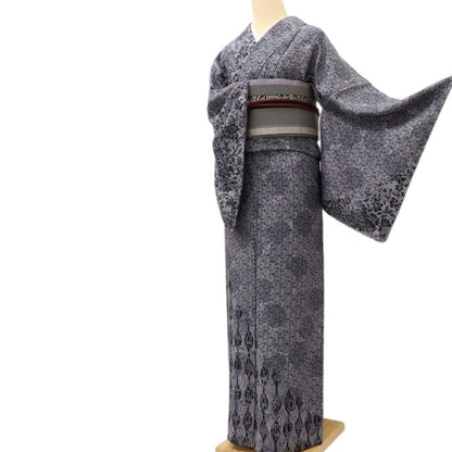 百華 Y5577 美品 仕付け糸付 着物 単衣 正絹 手縫い仕立て 小紋