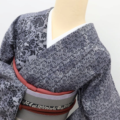 百華 Y5577 美品 仕付け糸付 着物 単衣 正絹 手縫い仕立て 小紋