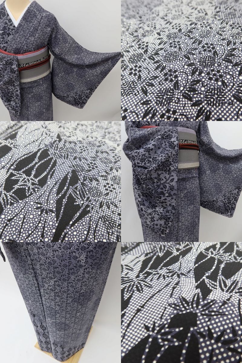 百華 Y5577 美品 仕付け糸付 着物 単衣 正絹 手縫い仕立て 小紋