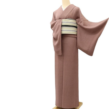 百華 Y5579 着物 縦縞 洒落紋  服部光擴落款 単衣 正絹 居敷当て付 手縫い仕立て 江戸小紋