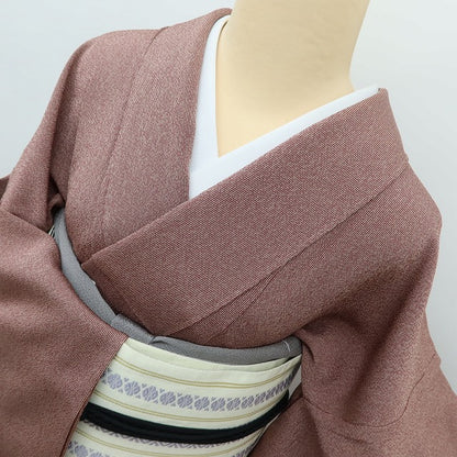 百華 Y5579 着物 縦縞 洒落紋  服部光擴落款 単衣 正絹 居敷当て付 手縫い仕立て 江戸小紋