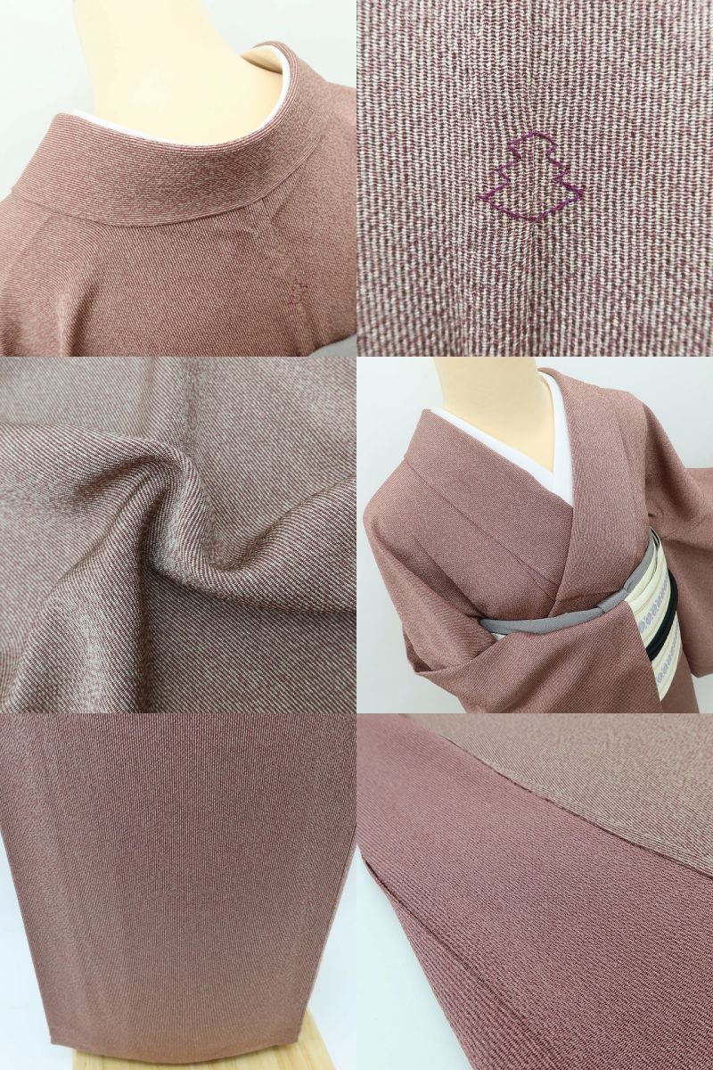 百華 Y5579 着物 縦縞 洒落紋  服部光擴落款 単衣 正絹 居敷当て付 手縫い仕立て 江戸小紋