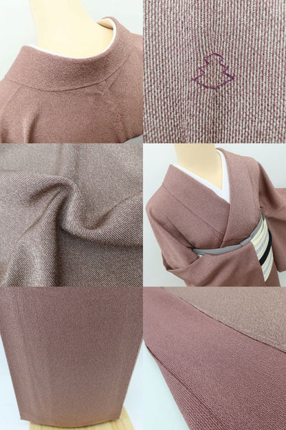 百華 Y5579 着物 縦縞 洒落紋  服部光擴落款 単衣 正絹 居敷当て付 手縫い仕立て 江戸小紋