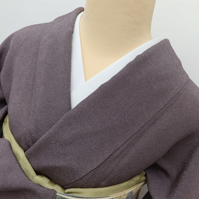 百華 Y5581 着物 単衣 正絹 鮫柄 居敷当て付 手縫い仕立て 江戸小紋