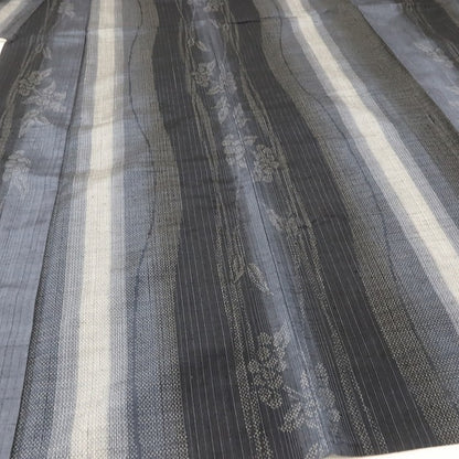 百華 Y5588 美品 着物 縦縞 単衣 正絹 手縫い仕立て 結城紬