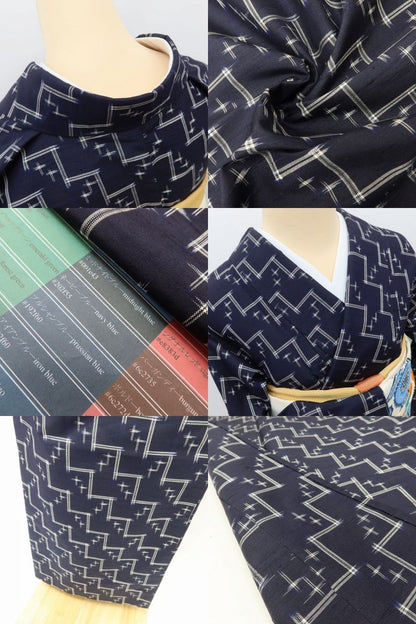 百華 Y5589 美品 着物 単衣 正絹 居敷当て付 手縫い仕立て 紬