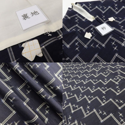 百華 Y5589 美品 着物 単衣 正絹 居敷当て付 手縫い仕立て 紬
