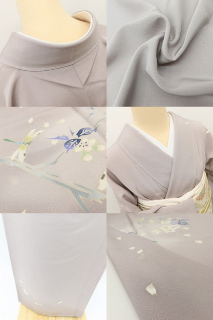 百華 Y5592 新品 仕付け糸付 本加賀友禅 菊田宏幸落款 やまと誂製 着物 桜 トンボ 勝ち虫 正絹 手縫い仕立て 訪問着