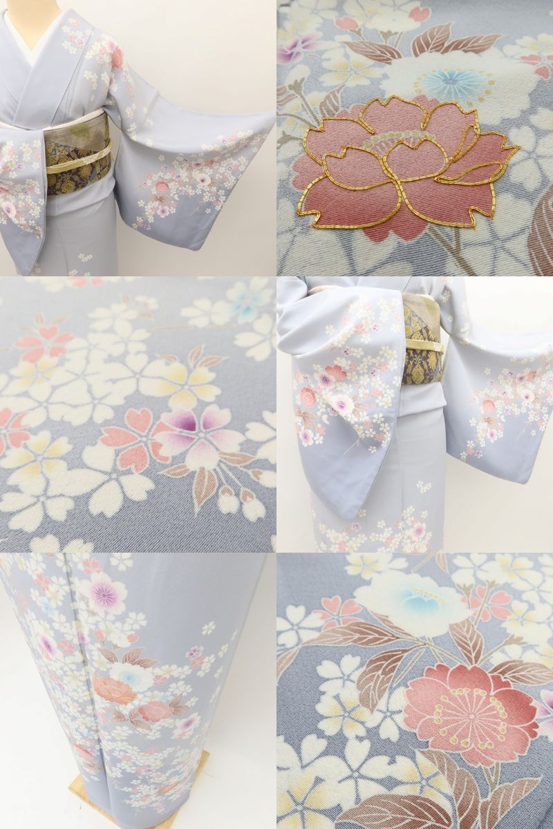 百華 Y5593 新品 仕付け糸付 金駒刺繍 桜 トールサイズ 着物 正絹 手縫い仕立て 訪問着
