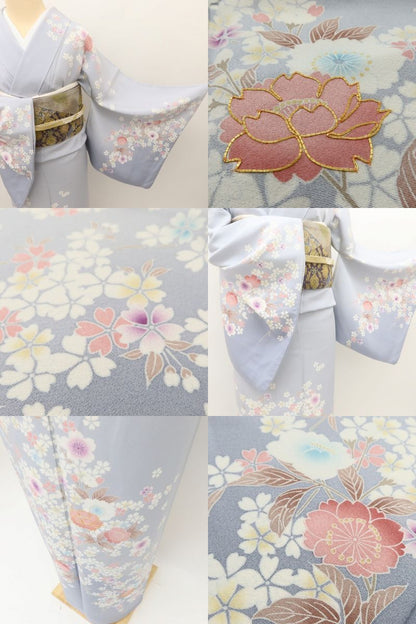 百華 Y5593 新品 仕付け糸付 金駒刺繍 桜 トールサイズ 着物 正絹 手縫い仕立て 訪問着