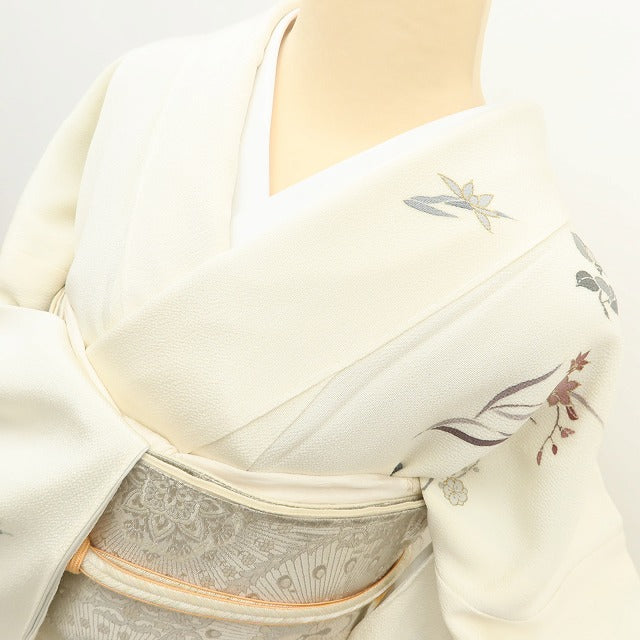 百華 Y5594 新品 仕付け糸付 着物 正絹 菊 梅 桔梗 蘭 手縫い仕立て 訪問着