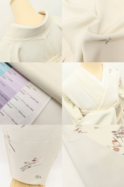 百華 Y5594 新品 仕付け糸付 着物 正絹 菊 梅 桔梗 蘭 手縫い仕立て 訪問着