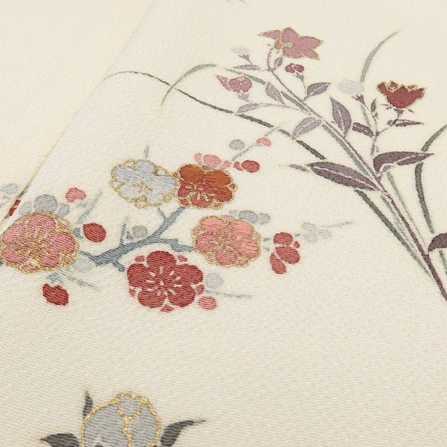 百華 Y5594 新品 仕付け糸付 着物 正絹 菊 梅 桔梗 蘭 手縫い仕立て 訪問着