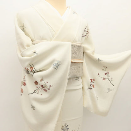 百華 Y5594 新品 仕付け糸付 着物 正絹 菊 梅 桔梗 蘭 手縫い仕立て 訪問着