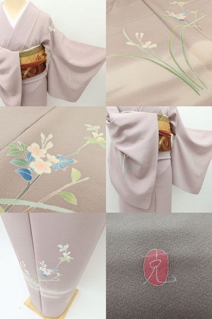 百華 Y5595 美品 本加賀友禅 南克治落款 着物 正絹 手縫い仕立て 訪問着