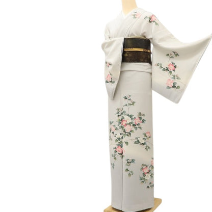 百華 Y5598 美品未着用 仕付け糸付 手描き友禅 作家物落款 椿 着物 正絹 手縫い仕立て 訪問着