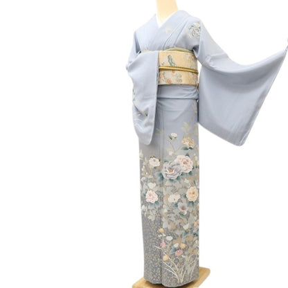 百華 Y5599 新品 仕付け糸付 トールサイズ 箔ちらし 椿 菊 着物 正絹 手縫い仕立て 訪問着