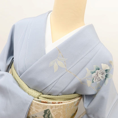 百華 Y5599 新品 仕付け糸付 トールサイズ 箔ちらし 椿 菊 着物 正絹 手縫い仕立て 訪問着