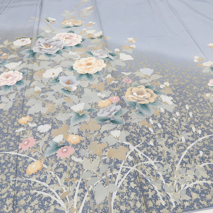 百華 Y5599 新品 仕付け糸付 トールサイズ 箔ちらし 椿 菊 着物 正絹 手縫い仕立て 訪問着